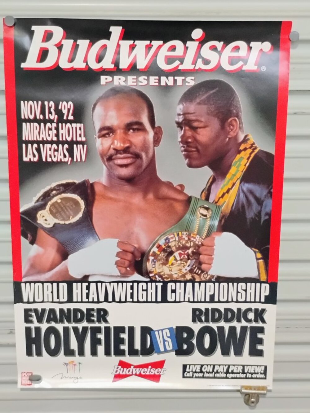 Hollyfield vs Bowen 1992 World Heavyweight Boxing Championship Budweiser 20"x28"